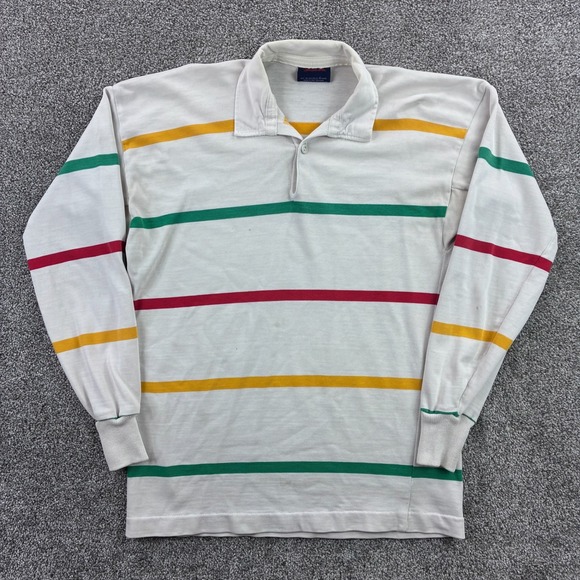 Canterbury of New Zealand Other - Vintage Canterbury New Zealand Rugby Shirt Mens L White Striped Long Sleeve Polo